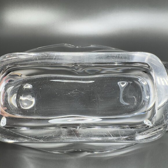 Heisey Glass Scroll Droop End Wing Oval Centerpiece Bowl Manganese 365nm UV Glow - Picture 11 of 16